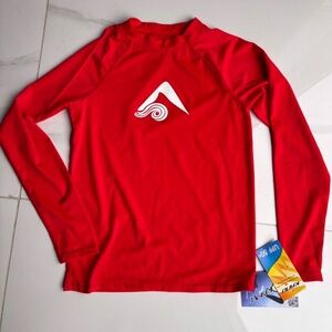 NWT Kanu Kids Red Rash Guard Long Sleeve Top UPF 50+ 16
